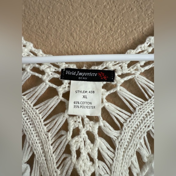 Elegant White Crochet Cardigan - Picture 2 of 3